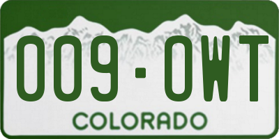 CO license plate 009OWT