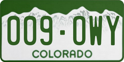 CO license plate 009OWY