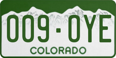 CO license plate 009OYE