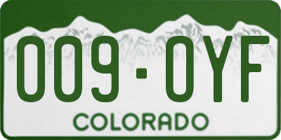 CO license plate 009OYF