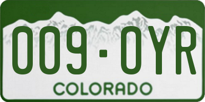 CO license plate 009OYR