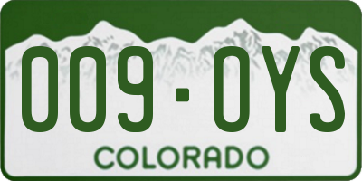 CO license plate 009OYS