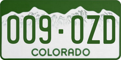 CO license plate 009OZD
