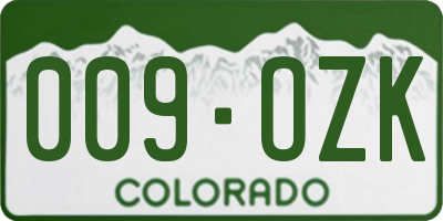 CO license plate 009OZK