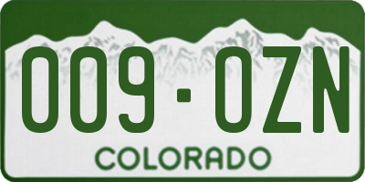 CO license plate 009OZN