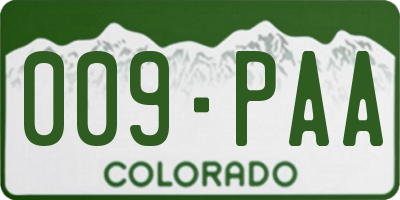 CO license plate 009PAA