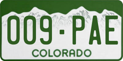 CO license plate 009PAE