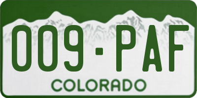 CO license plate 009PAF