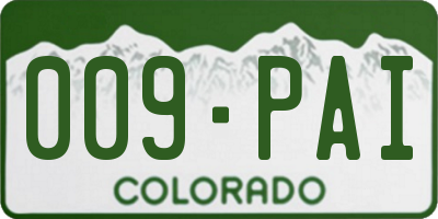 CO license plate 009PAI