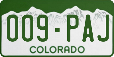 CO license plate 009PAJ