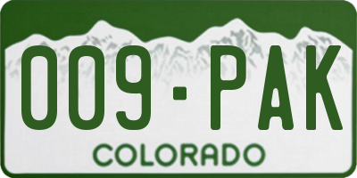 CO license plate 009PAK
