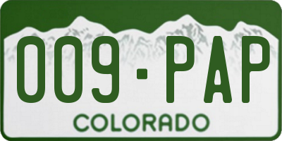 CO license plate 009PAP