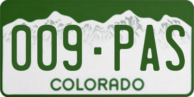 CO license plate 009PAS