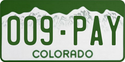 CO license plate 009PAY