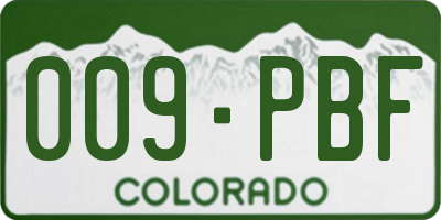 CO license plate 009PBF