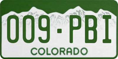 CO license plate 009PBI