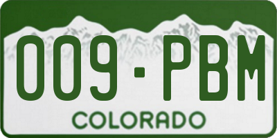 CO license plate 009PBM