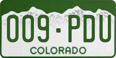 CO license plate 009PDU