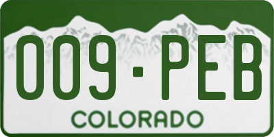 CO license plate 009PEB