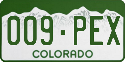 CO license plate 009PEX