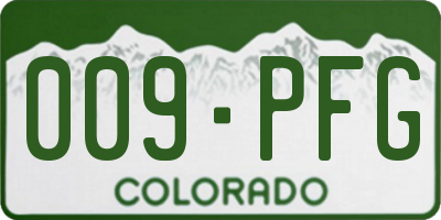 CO license plate 009PFG