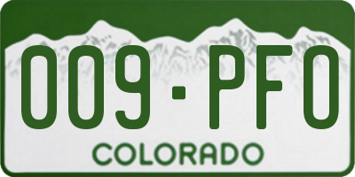 CO license plate 009PFO