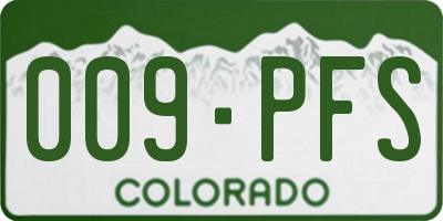 CO license plate 009PFS
