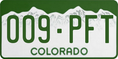 CO license plate 009PFT