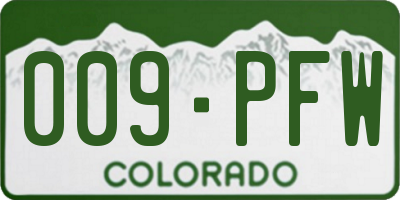 CO license plate 009PFW