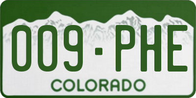 CO license plate 009PHE