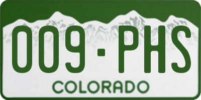 CO license plate 009PHS