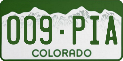 CO license plate 009PIA