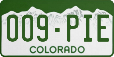 CO license plate 009PIE