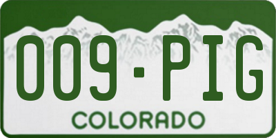 CO license plate 009PIG