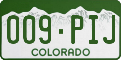 CO license plate 009PIJ