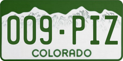 CO license plate 009PIZ