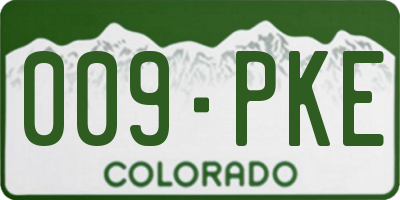 CO license plate 009PKE