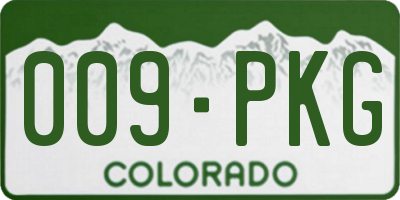 CO license plate 009PKG