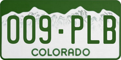 CO license plate 009PLB