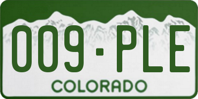 CO license plate 009PLE