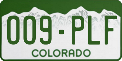 CO license plate 009PLF