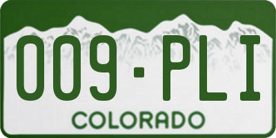 CO license plate 009PLI