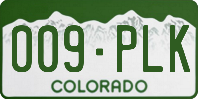 CO license plate 009PLK