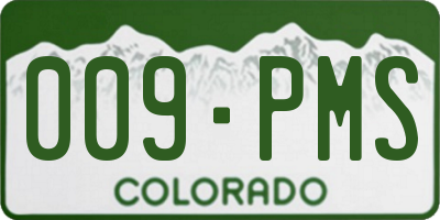 CO license plate 009PMS