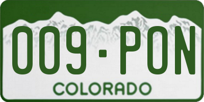 CO license plate 009PON