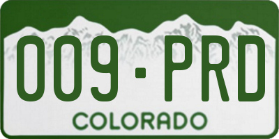CO license plate 009PRD