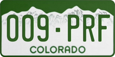CO license plate 009PRF