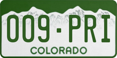 CO license plate 009PRI