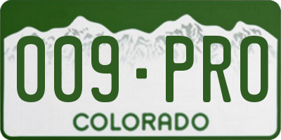 CO license plate 009PRO