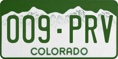CO license plate 009PRV